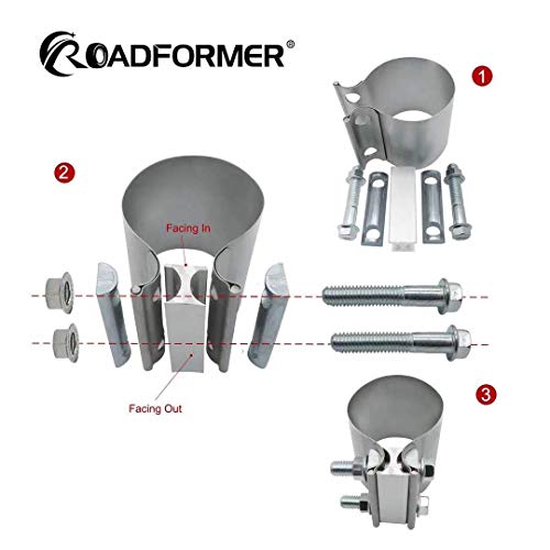 Roadformer 4" Butt Joint Exhaust Clamp - Aluminized Steel for 4 inch OD exhaust pipes, muffler ends and exhaust system connection with leakage free (2 Pack) - Thumbnail 5