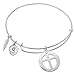 Qina C Sterling Silver Christian Cross Serenity Courage Wisdom Dangle Charm Prayer Faith Adjustable Bangle Bracelet