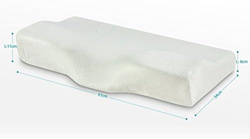 Memory Foam Pillow,CNBEYOUNG Cervical Contour Design Memory Foam Pillows with Removable Bamboo Cover Support and Release Neck and Spinal Pain,Soft/ Standard（White)