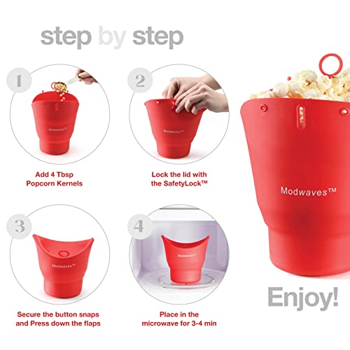 Modwaves 2 Pack Silicone Microwave Popcorn Popper Reusable Popcorn Bowls for Family Movie