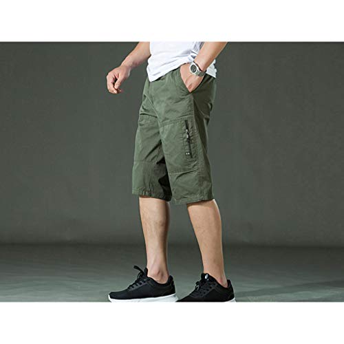 ZEFOTIM Casual Shorts for Men's Casual Pure Color Outdoors Pocket Beach Work Trouser Cargo Shorts Pant(ArmyGreen,XXXX-Large) - Thumbnail 4