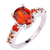 Psiroy 2 Carat Oval Created Garnet Promise Ring for Women