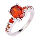 Emsione 925 Silver Plated Oval Created Garnet Promise Eternity Women's Band Rings Color Red Size 6