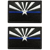 Reflective Arizona State Flag Thin Blue Line [Hook Fastener 3.0 Inch Patch] 2 PIECE for Jackets, Vests, Hats, Backpacks, and Tactical Gears.