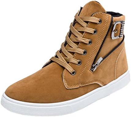 Men Shoes,Kstare Men's Casual High Top Canvas Zipper Sneakers Plate shoes (5.5, Yellow)