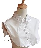 Women's Fake Half Shirt Blouse Collar PeterPan Detachable Collar Unisex Tie White