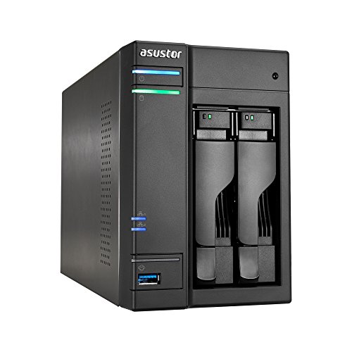 Asustor AS6202T | Network Attached Storage + Free exFAT License | 1.6GHz Quad-Core, 4GB RAM | Personal Private Cloud | Home or Business Data Media Server (2 Bay Diskless NAS)