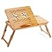 Yofit Bamboo Laptop Desk Adjustable Foldable Breakfast Serving Bed Tray with Tilting Top Drawer (21.7inch)