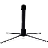 Liyafy Portable Flute Stand Holder Metal Foldable Support 4-Leg Stand Wind Instrument Accessory Black