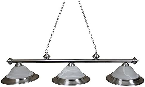 Ozone Brushed Chrome Pool Table Light with Glass Shades