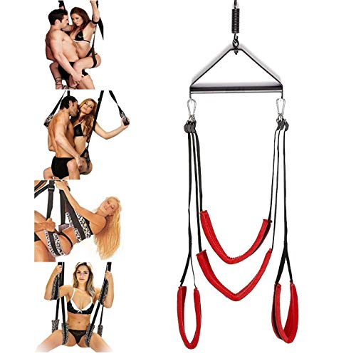 JXHZBF Adult Indoor Swing Hanging on Swing sêx with Strong Nylon for Couples-Holding Weight up to 800 lbs – Red