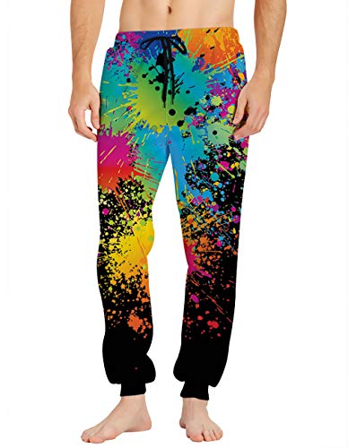 Belovecol Colorful Graphic Jogger Pants for Mens Womens 3D Printed Active Baggy Sweatpants Casual Drawstring Novelty Track Trousers M