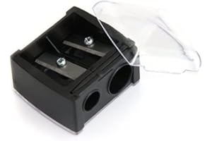 WENTOENAPP Black Eyebrow Eyeliner Pencil Sharpener, Dual Holes Eye with Cover, Easy to Clean, Travel-Friendly Cosmetic Sharpener, Makeup Pencil Sharpener, Cosmetic