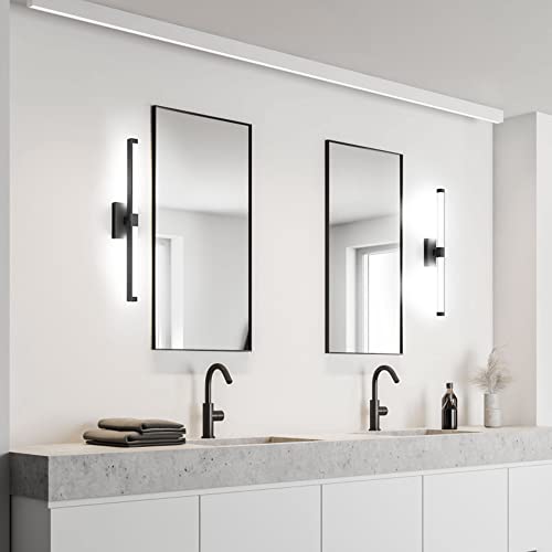 Esfos 24 inch LED Vanity Light, Matt Black Bathroom Light Fixture