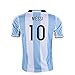 2018 Argentina Messi #10 Kids Youth Soccer Gift Set ✓ Soccer Jersey ✓ Shorts ✓ Jersey Drawstring Bag ✓ Home or Away ✓ Short Sleeve or Long Sleeve (YL 10-13 yrs, Home Short Sleeve)