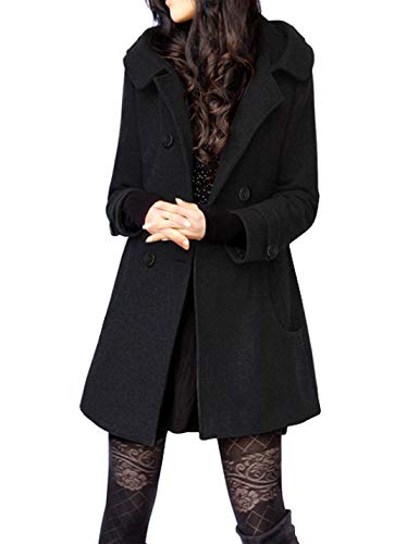Tanming Women's Warm Double Breasted Wool Pea Coat