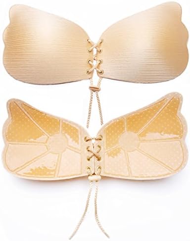 HUBORLOVES Backless Bra, Reusable Strapless Bra Wing Deep V Invisible Push Up Bra Breast Lift For Women (A, Color1)