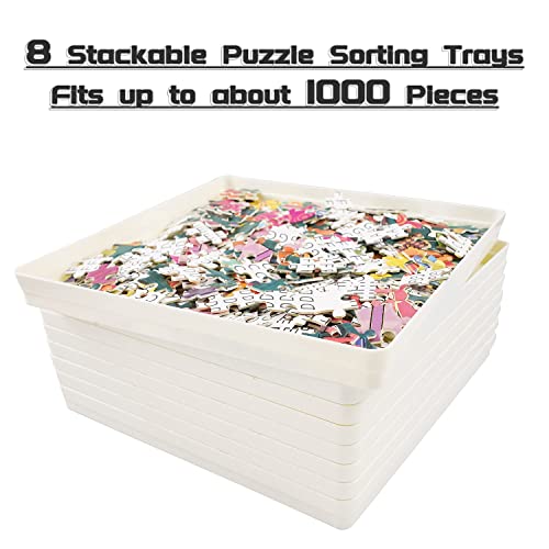 RECHIATO 8 Puzzle Sorting Trays with Lid 8x8 Premiunm Puzzle Trays Gift