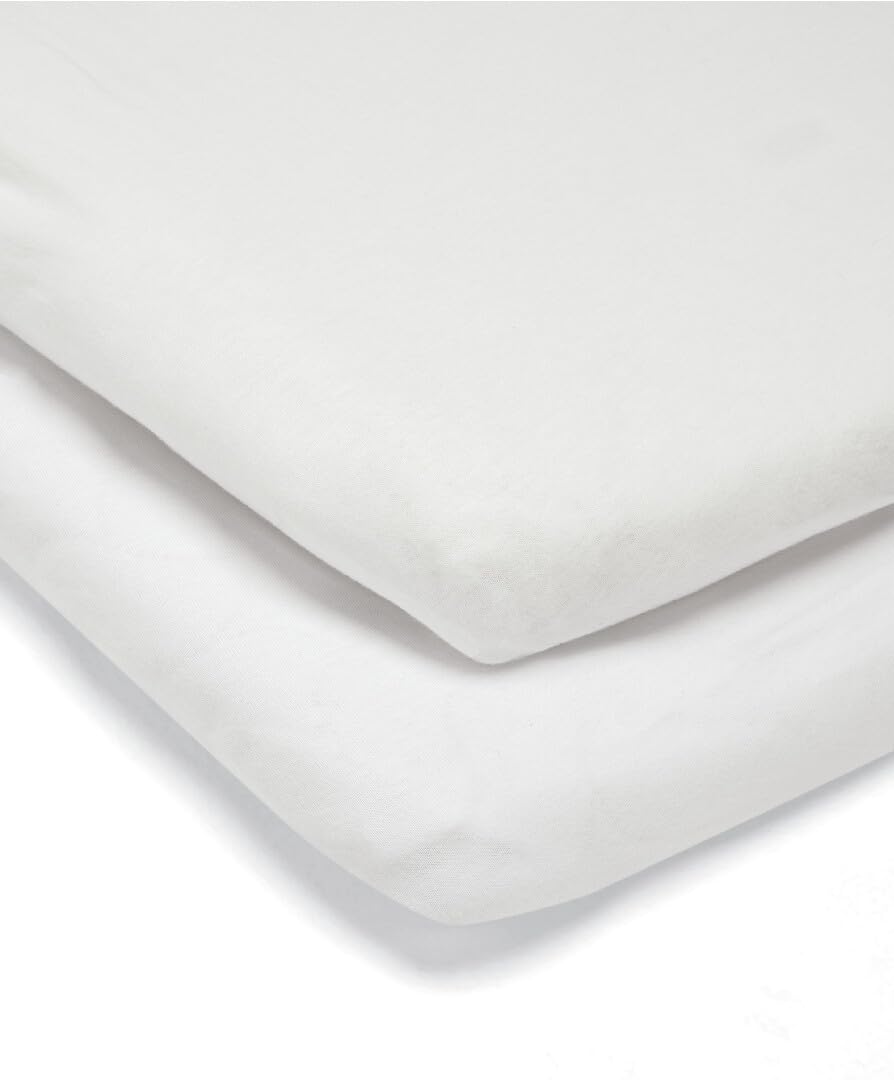 Mamas & Papas 2 Lua Crib Fitted Sheets, White (W 50 x L 87 x D 4cm)