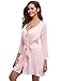 Aibrou Womens Satin Sleepwear 2 Piece Set Lace Cami Nightgown and Robe