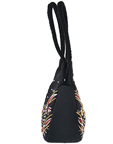 belladona small pot cut mirror work bag in black