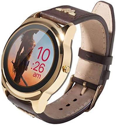 One61 Wonder Woman Superfan Smart Watch with Bluetooth, IP64 Waterproof Rating and IOS / Android Compatibility - Gold / Brown
