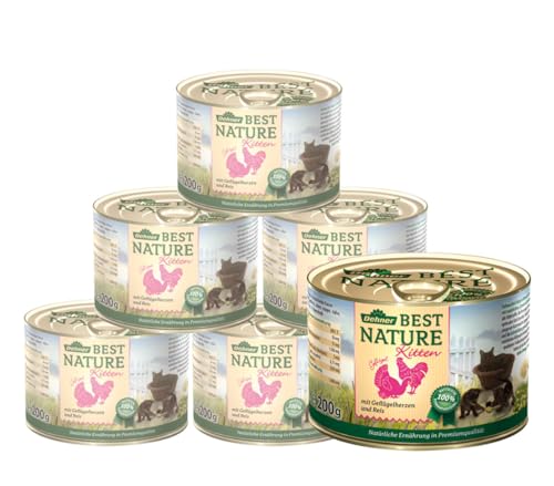 Dehner Best Nature Nourriture pour Chat Kitten cœurs à Riz, de la volaille, 6 x 200 g (Poids Total 1,2 kg)