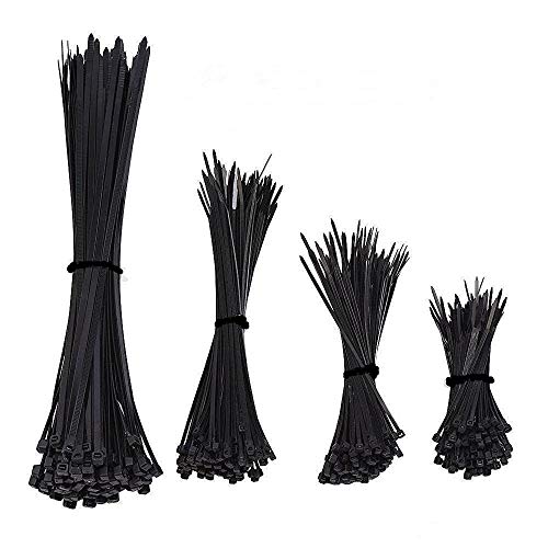 Gfortune 400pcs Black Nylon Self-Lock Heavy Duty Standard Cable Zip Ties 4'', 6'', 8'' 10'' Straps Wire Tie Kit Fasten Self Locking Multi-purpose for home and Industry - Thumbnail 3