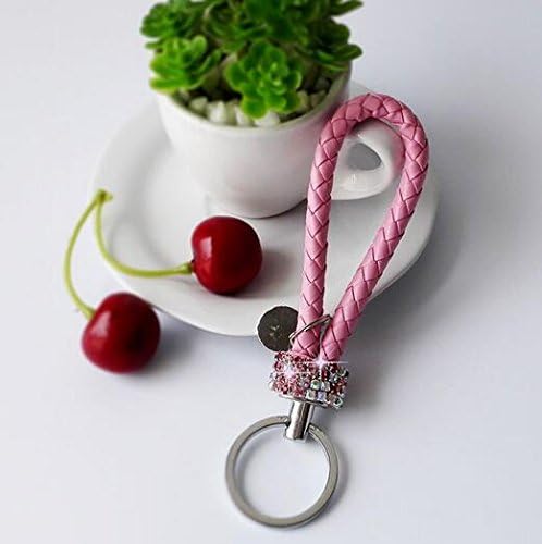 Multi-color Braided Keychain Key Rings Handbags Charms Girls Keychain Key Ring - Senday (Pink)