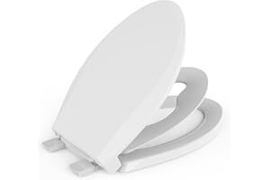 CCBELLO Toilet seat with toddler seat built in, Potty training toilet seat, Magnetic kids toilet seat, Fits both adult and child, Slow-Close, Toddler toilet seat attachment, ELONGATED, Heavy Duty,White(18.5”)