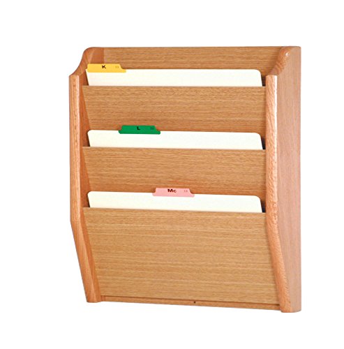 Wooden Mallet 3-Pocket File Holder, Legal Size, Light Oak