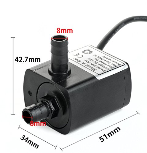 12v Dc Small Water Pump, 63 GPH Mini Submersible Pump for Small Water Fountain, Water fall, Aquarium, Pet drinking System, irrigation system and other Water circulation applications [Upgraded Version] - Thumbnail 2