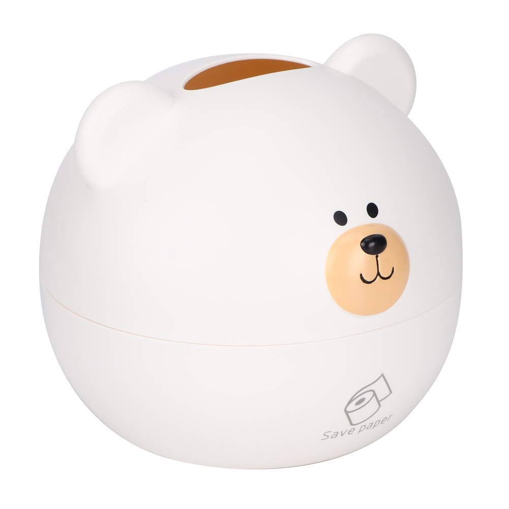 Fdit Cute Bear Tissue Paper Box Holder Decorative Tissue Towel Box Cover Cartoon Tissue Dispenser for kitchen Car Bathroom Table Desks Office (White)