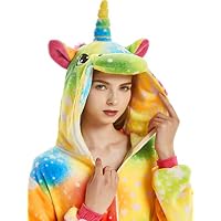 Adult Pajamas Unicorn Costume Onesies for Women Men Teen Girl Animal Onsie Youth,New Rainbow Unicorn,L Fit Height 66" - 70" (168CM - 177CM)