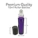 Got Oil Supplies 10ml Roller Bottles For Essential Oils - Includes 12 Free Emoji Lid Stickers, Rollerball Insert Tool & Pipette - 6 or 12 Packs In Multiple Colors (6 Pack, Purple)