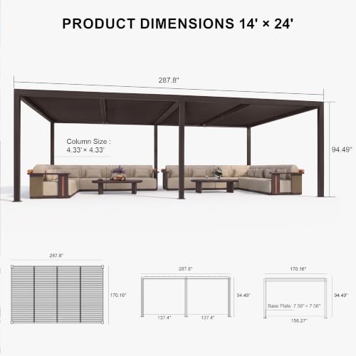 PURPLE LEAF 14x24 Louvered Pergola Review: Large Adjustable Aluminum Outdoor Structure image 24