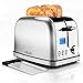 Toaster 2 Slice Stainless Steel Toasters,LCD Timer Display Compact Toaster Extra Wide Slots with 7 Bread Shade Settings&Defrost/Bagel/Cancel/Reheat Function,Removable Crumb Tray,900W Silver Toaster