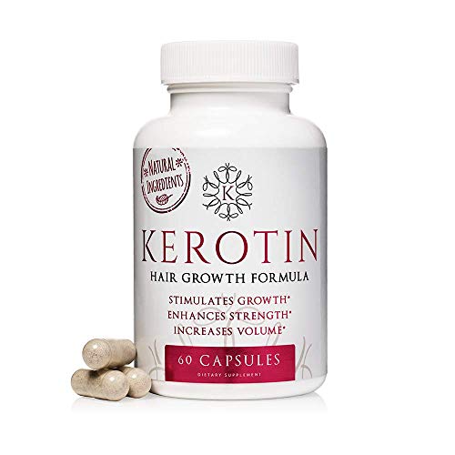 Kerotin Hair Growth Vitamins for Natural Longer, Stronger, Healthier Hair – Hair Loss Supplement Enriched with Biotin, Folic Acid, Saw Palmetto – Hair Vitamins to Grow Thick Hair – 60 Pills (1)