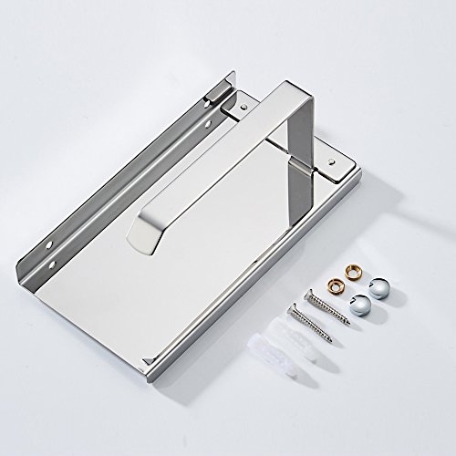 Toilet Paper Holder Rack Wall Mounted Bathroom Tissue Roll Stand Stainless Steel with Mobile Phone Holder Stand