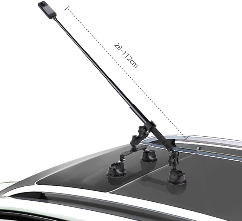 CENXI Suction Cup Car Mount for Action Camera, for Insta360 X5 X4 X3, Gopro,360° Rotation Car Holder for Windshield Window,Car Hood,Top Roof, Trunk lid