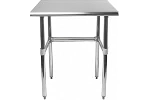 AmGood Stainless Steel Work Table Open Base | NSF Kitchen Island Food Prep | Laundry Garage Utility Bench (24" Long X 18" Deep)