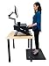 iMovR ZipLift+ Standing Desk Converter with Ergonomic Tilting Keyboard Tray in Black with EverMat Portable Standing Mat