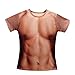 Voglee Men Funny Muscle Tee shirt Undershirt 3D Print Short Sleeve T-Shirts Costume, Large / Asian, Muscle