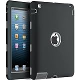 iPad 2 Case,iPad 3 Case,iPad 4 Case,BENTOBEN Heavy Duty Rugged Shock-Absorption/High Impact Resistant Hybrid Three Layer Full Body Protective Case Cover for iPad 2/3/4 Retina (Black/Gray)