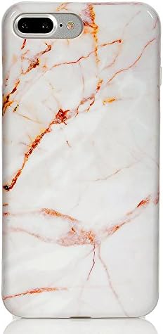 iPhone 8 Plus Soft Flexible Fit Full Protection Case / iphone 7 Plus Flexible TPU Case TPU Bumper Heavy Duty Marble Serie Back Cover Anti-shock for iPhone 7 5.5-Inch (orange)