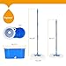 Hapinnex Easy Spin 360° Press Mop Bucket Set - Push & Pull Rotation - Liquid Drain Hole - Easy Wring with Reusable Mop Heads - Non Pedal