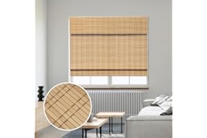 SMONTER Bamboo Roman Shades for Windows-Cordless Wooden Woven Blinds Light Filtering Bamboo Roll up Shades UV Protection and Easy Set up for Door and Countryhouse, 42" W x 64" H, Natural