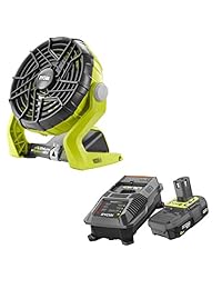 Ryobi Ventilador portátil híbrido de 18 V ONE+ (P3320) con batería de iones de litio P163 (2.00 Ah) y cargador