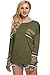 ACEVOG Women Long Sleeve Crew Neck Patchwork Casual Loose T-shirt Blouse Tops