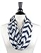 Pop Fashion Shop Chevron Zipper Pocket Scarf for Women - Stores Keys, Wallet, Phone (Navy)
